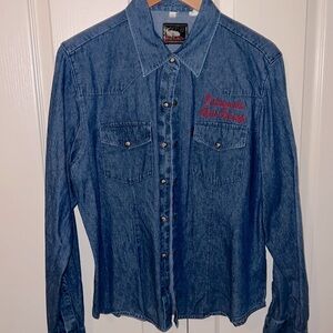 Vintage Denim Pearl-Snap Buttondown Work shirt | Size Women’s XL